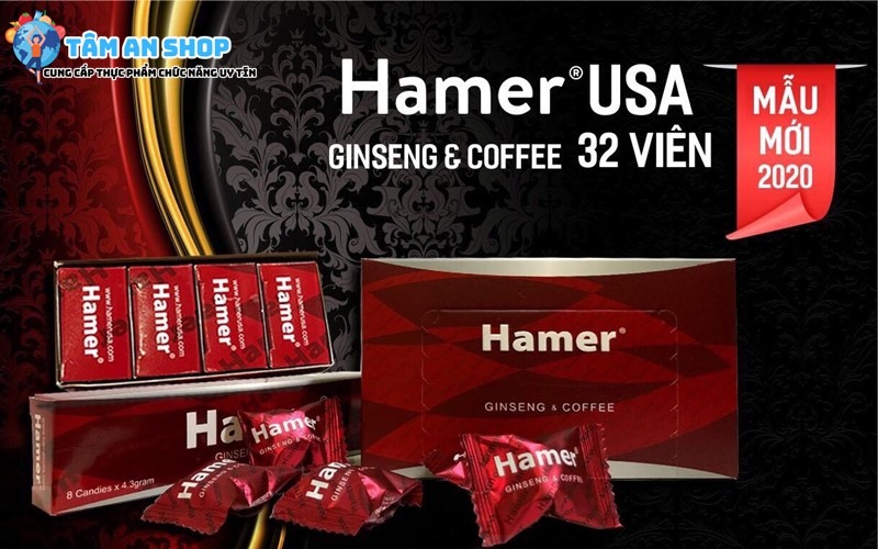 Hamer đỏ Cà Phê Hamer Ginseng & Coffee (Hamer Cà Phê) 32 Viên Mỹ mẫu mới