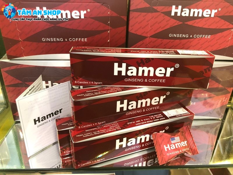 Kẹo Hamer đỏ Cà Phê Hamer Ginseng & Coffee nguồn gốc từ Mỹ