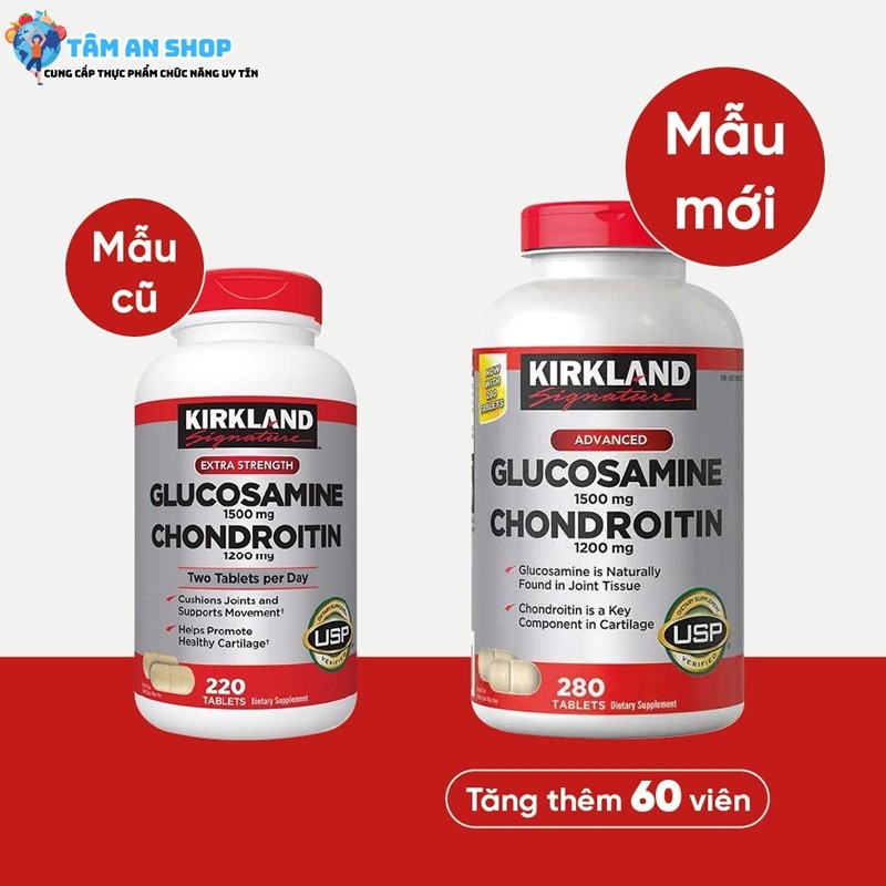 Glucosamine Chondroitin Kirkland mẫu mới