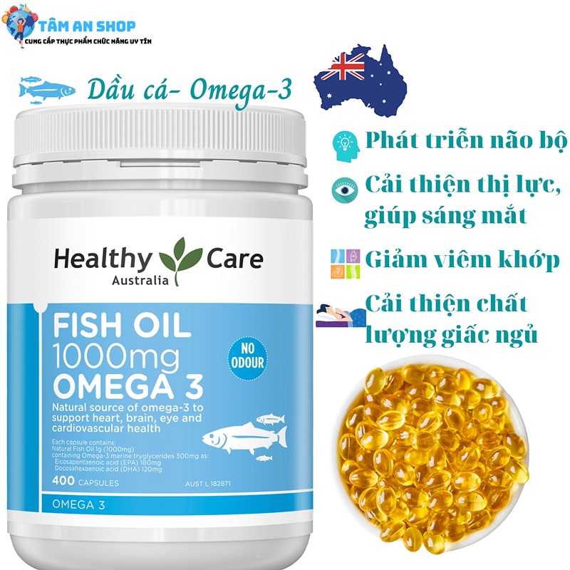 Công dụng của dầu cá Healthy Care Fish Oil Omega-3 1000mg 