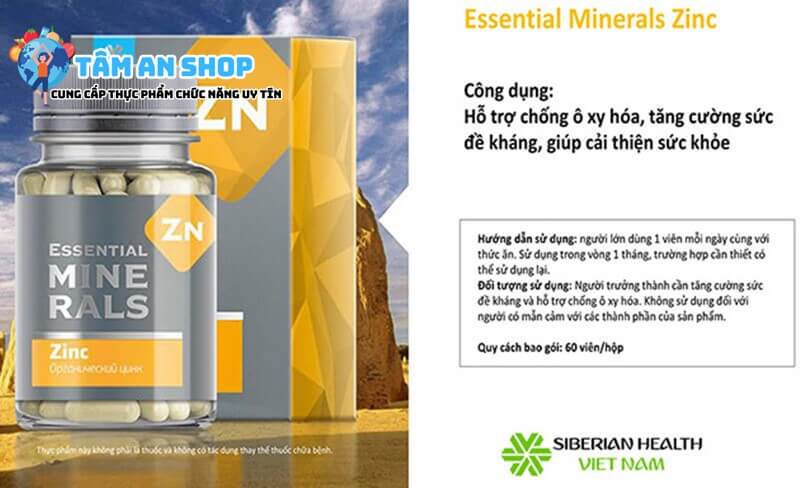 Công dụng nổi bật của Essential Minerals Zinc Siberian